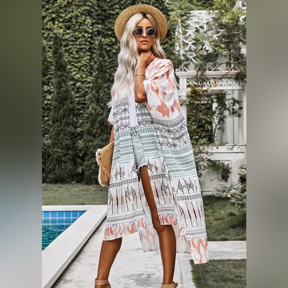 Beach Fever Longline Kimono Size OS NWT - Picture 1 of 5